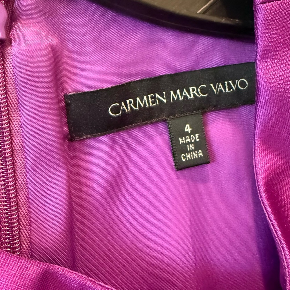 Carmen Marc Valvo Purple Sleeveless Peplum Midi Dress - Picture 2 of 3